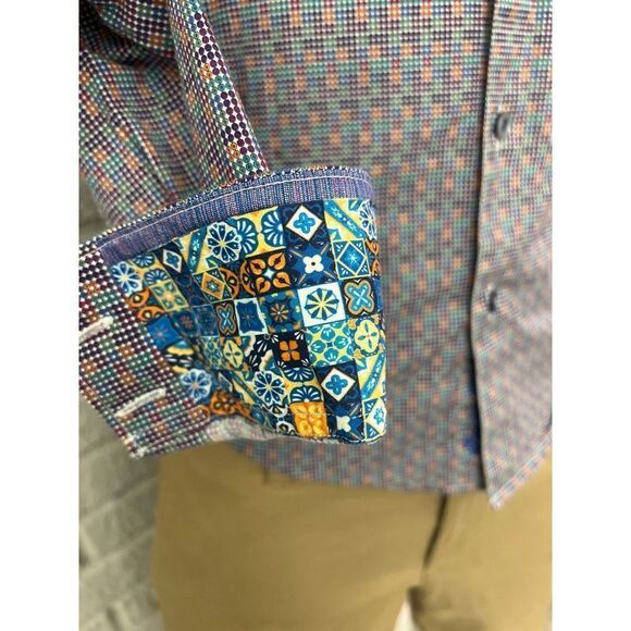 Robert Graham Men Tailored Fit Multicolored Long Sleeve Shirt Size S - Picture 6 of 9